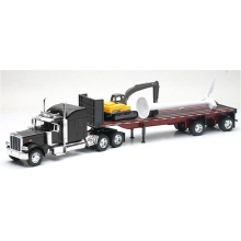 NEWRAY 10333B 1:32 PETERBILT 389 WITH AN EXCAVATOR AND A WIND TURBINE ON A FLATBED TRAILER