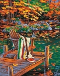 DIMENSIONS 91468 GOLDEN POND ( CHAIR ON DOCK AUTUMN SCENE ) PAINT BY NUMBER ( 11 PULGX14 PULG )
