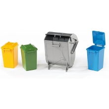 BRUDER 02607 ACCESSORIES GARBAGE CAN SET ( 3 SMALL, 1 LARGE )