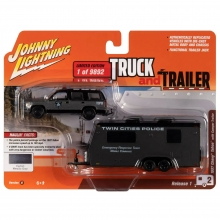 JOHNNY JLSP300A 1:64 1997 CHEVY TAHOE W CAMPER TRAILER ( POLICE SWAT ) GRAY