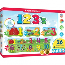 MASTERPIECES 11810 123 ON THE FARM 4 PACK PUZZLE