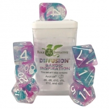 ROLE4 50522-7C-S SETS OF 7 DICE DIFFUSION CNC WITH ARCH D4 BARDIC INSPIRATION WITH SYMBOLS
