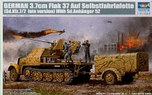 TRUMPETER 01526 1:35 GERMAN SDKFZ 7/2 HALFTRACK LATE VARIANT W 3.7CM FLAK 37 GUN