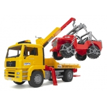 BRUDER 02750 MAN TGA BREAKDOWN TRUCK WITH CROSS COUNTREY VEHICLE