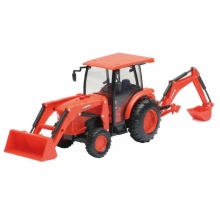 NEWRAY 33123 1:18 KUBOTA FARM TRACTOR W LOADER AND BACKHOE ( LIGHT & SOUND )