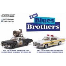 GREENLIGHT 86423 1:43 HOLLYWOOD BLUES BROTHERS ( 1980 ) 1974 DODGE MONACO BLUESMOBILE WITH HORN ON ROOF