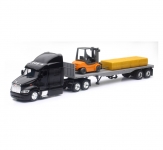 NEWRAY 15123J 1:43 PETERBILT 387 FLATBED W FORKLIFT & HAY BALE