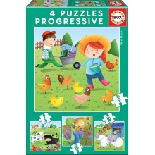 EDUCA 17145 PUZZLE PROGRESIVO ANIMALES GRANJA