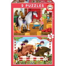 EDUCA 17150 2 PUZZLES 48 PIEZAS CUIDANDO CABALLOS