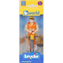 BRUDER 60020 CONSTRUCTION WORKER WITH ACCESSORIES