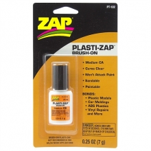 ZAP PT-102 1/4 OZ. ( 7 GRAM ) BRUSH-ON PLASTI-ZAP, CARDED MEDIUM VISCOSITY FOR PLASTIC MODELS AND VINYL