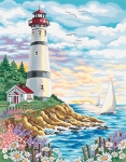 DIMENSIONS 91164 LIGHTHOUSE/SUNRISE PAINT BY NUMBER ( 11 PULGX14 PULG )
