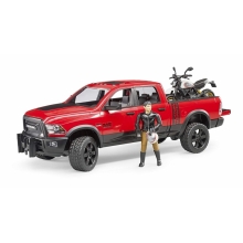 BRUDER 02502 RAM 2500 POWER WAGON WITH SCRAMBLER DUCATI DESERT SLED + DRIVER