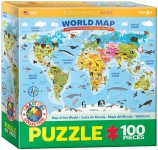 EUROGRAPHICS 6100-5554 ILLUSTRATED MAP OF THE WORLD PUZZLE 100 PIEZAS