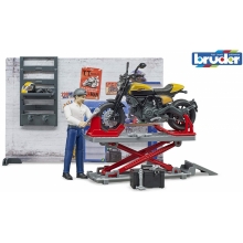 BRUDER 62102 BWORLD MOTORCYCLE SERVICE WITH SCRAMBLER DUCATI FULL THROTTLE