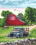 DIMENSIONS 91733 SUMMER FARM ( OLD PICKUP TRUCK BARN HORSE ) PAINT BY NUMBER ( 16PULGX20PULG )
