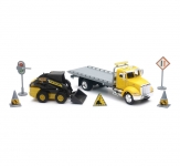 NEWRAY 16173 1:43 PETERBILT ROLL OFF TRUCK W NEW HOLLAND SKID LOADER