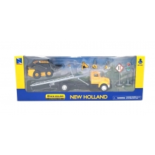 NEWRAY 16183 1:43 PETERBILT ROLL OFF W NEWHOLLAND CONSTRUCTION TRACTOR