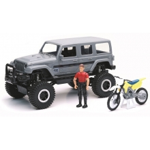 NEWRAY 37446 JEEP WRANGLER W DIRT BIKE SET ( 2 ASTD COLOR )