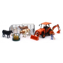 NEWRAY 33313 1:18 KUBOTA TRACTOR ( LIGHT & SOUND ) W COWS SET