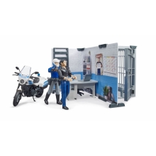 BRUDER 62732 BWORLD POLICE STATION WITH POLICE MOTORBIKE