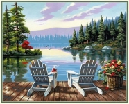 DIMENSIONS 91729 LAKESIDE MORNING PAINT BY NUMBER ( 20PULGX16PULG )