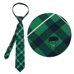 CUFFLINKS INC MARVEL HULK GREEN PLAID BOYS ZIPPER SILK TIE