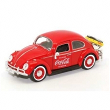 MOTORCITY 424067 1966 VW BEETLE WITH NEW REAR LUGGAGE RACK WITH 2 BOTTLE CASES 1:24 COCA COLA