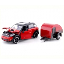 MOTORMAX 79761 1:24 MINI COOPER S COUNTRYMAN WITH TRAILER ( RED )