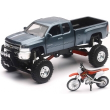 NEWRAY 54426 1:32 CHEVROLET SILVERADO OFF ROAD PICK UP W HONDA DIRT BIKE