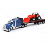 NEWRAY 10373A 1:32 KENWORTH W900 FLATBED W FARM TRACTOR