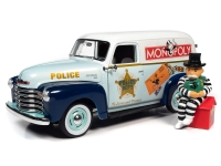 AUTOWORLD 129 1:18 MONOPOLY 1948 CHEVROLET PANEL DELIVERY W/ RESIN FIGURE