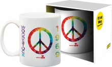 AQUARIUS 56791 WOODSTOCK TIE DYE PEACE SIGN 11OZ BOXED MUG