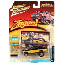 JOHNNY JLSP208A 1:64 1966 CHEVROLET CHEVELLE ( ZINGER ) GLOSS BLACK & YELLO