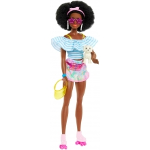 MATTEL HPL77 BARBIE CON PATINES ACCESORIOS DE MODA Y CACHORRO