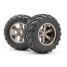 HPI 540077 BLACKZON ASSEMBLED WHEEL / TIRE ( DARK GREY )