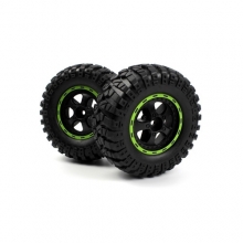 HPI 540183 BLACKZON SMYTER DESERT WHEELS / TIRES ASSY ( BLK / GREEN / 2PCS )