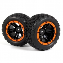 HPI 540197 BLACKZON SLYDER ST WHEELS TIRES ASSEMBLED ( BLACK ORANGE )