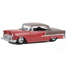 GREENLIGHT 63040-A 1:64 1955 CHEVROLET BEL AIR RUBY RED AND MATTE BRONZE SOLI