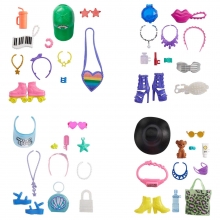 MATTEL GWD98 BARBIE FASHION ACCESORIOS BARBIE CON 11 PIEZAS TEMATICAS