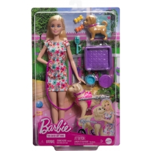 MATTEL HTK37 MUECA BARBIE PASEADORA PERRO SILLA DE RUEDAS