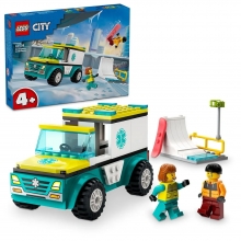 LEGO 60403 CITY AMBULANCIA DE EMERGENCIAS Y CHICO CON SNOWBOARD