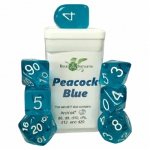 ROLE4 50119-7C SET OF 7 DICE TRANSLUCENT PEACOCK BLUE WITH ARCH D4