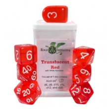 ROLE4 50101-7C SET OF 7 DICE TRANSLUCENT RED WITH ARCH D4 & WHITE INK