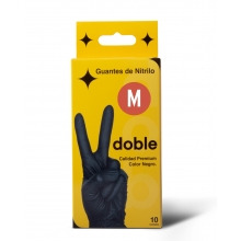 DOBLE GUANTES NITRILO NEGROS 10 UNIDADES TALLA M