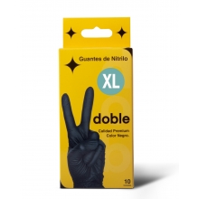 DOBLE GUANTES NITRILO NEGROS 10 UNIDADES TALLA XL