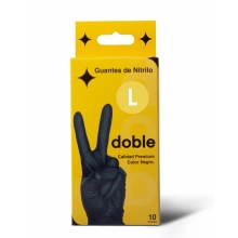 DOBLE GUANTES NITRILO NEGROS 10 UNIDADES TALLA L