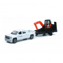 NEWRAY 34223A KUBOTA KX040 EXCAVATOR W CHEVY PICK UP TRUCK