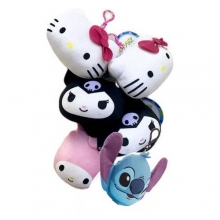 MONO 12579 SANRIO 6PULG ASST SQUISH PLUSH W ZIP 2HK 2KUROMI 2STITC 2MELODY