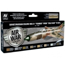 VALLEJO 71607 MODEL AIR SET SOVIET RUSSIAN COLORS MIG 21 FISHBED FROM 50S TO 90S